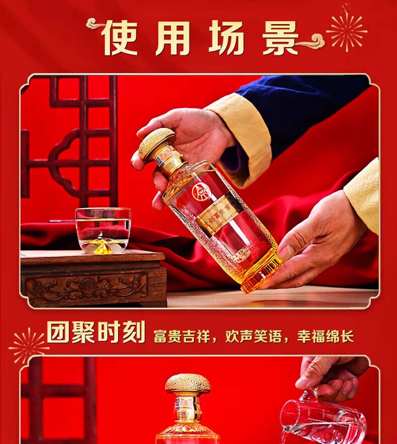 白酒500ML*2瓶五粮液富贵吉祥珍品金礼52%VOL浓香型BJ01-0104_坚